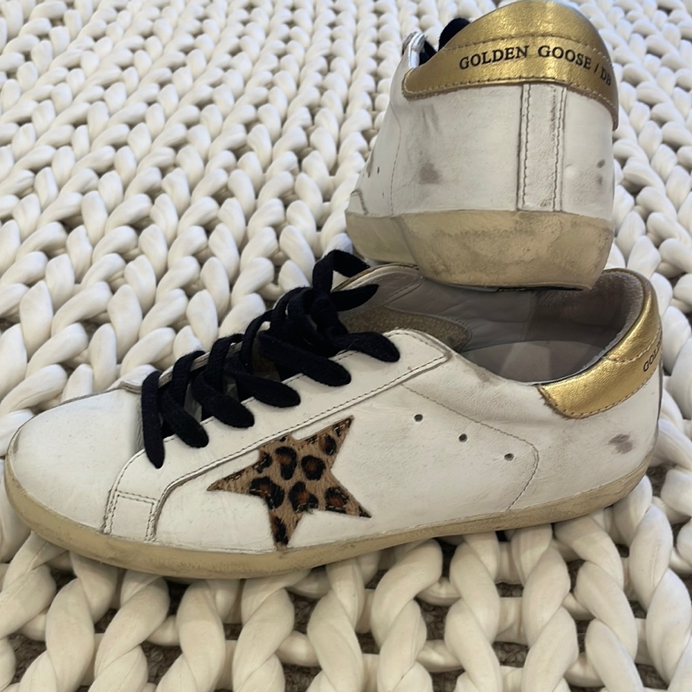Golden Goose superstar with leopard star size 39